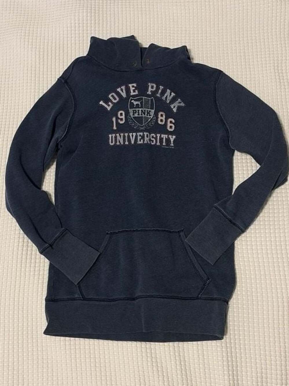 Victoria's Secret PINK University 1986 Pullover Hoodie Navy Blue Small